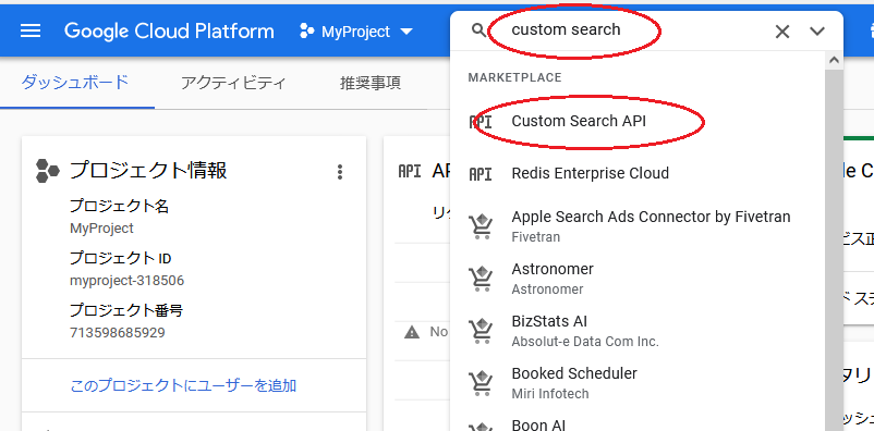 Custom Seach APIの検索